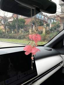 1pc Butterfly Car Hanging Ornament, Rearview Mirror Decor, Car Interior Accessory - A - View 3