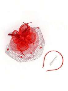 1pc 20s/50s Style Mini Hat, Pillbox Hat, Tea Party Headpiece With Veil, Suitable For Girls And Women - 彩色 - 查看 10