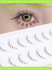 10 Pairs Natural Criss-Cross Thin Stem Segmented Lower Lashes, Essential Makeup Tool For No-Makeup Face Daily Look - Black - View 7