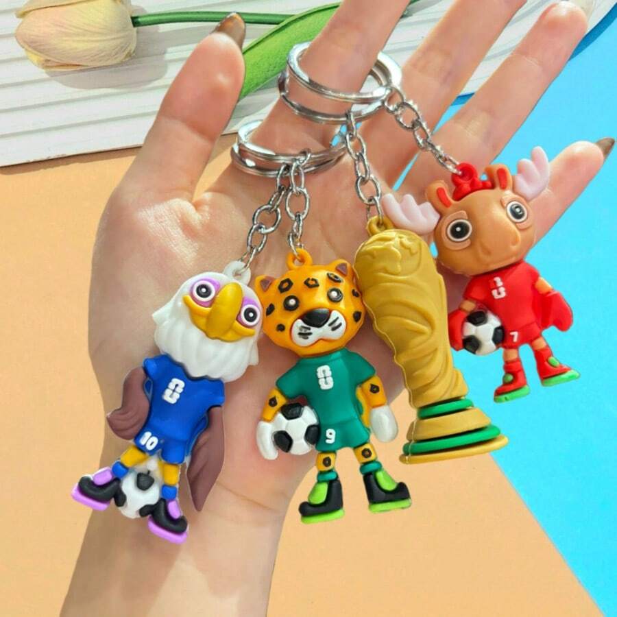 Football Pendant Mascot Keychain Bag Charm, Souvenir Gift For Football Fans - Multicolor - View 1