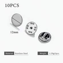 10pcs Stainless Steel Brooch Base Snap Clips, DIY Jewelry Accessories, Badge Clips, Brooch Making Supplies - Silver - View 12