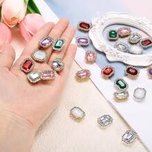 50 piezas/paquete, Decoraciones de Rhinestone, Rhinestones cosibles, Botones de Rhinestone de fondo plano, Gemas DIY, Fabricación de joyería hecha a mano, Ropa, Zapatos, Decoraciones, Accesorios - Colores mezclados - Ver 4