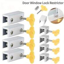 5 Sliding Window Locks, Adjustable Safety Window Locks, Aluminum Window Stops With Keys, Window Lock Clips Suitable For Horizontal Sliding Doors And Windows. - Multicolor - View 2