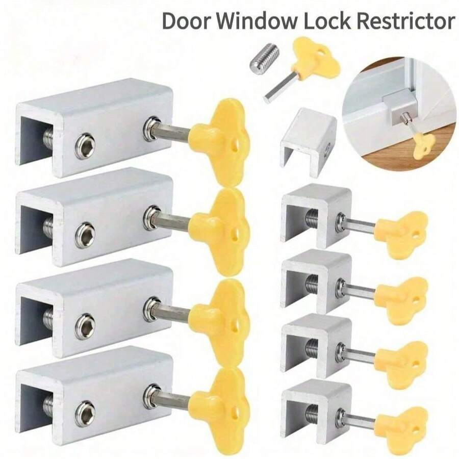 5 Sliding Window Locks, Adjustable Safety Window Locks, Aluminum Window Stops With Keys, Window Lock Clips Suitable For Horizontal Sliding Doors And Windows.