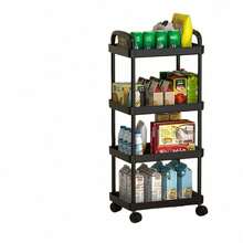 3-Tier Rolling Storage Cart With Handles - Multifunctional Floor Standing Shelving Unit For Kitchen And Bathroom, With Removable Draining Rack, Suitable For Back To School Season, Plastic Material, Not For Heavy Items - Multicolor - View 15