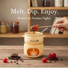 1 Set Of Ceramic Chocolate Melting Oven Kit, Ceramic Mini Hot Pot Set (Without Candles) – Mini Melting Cup For Melting Chocolate, Cheese Dipping Sauce, And Candy Heating – Compact Dessert Party Set, Perfect For Date Nights - Multicolor - View 4