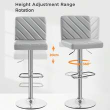Barstools Set Of 2, Modern Height Adjustable Swivel Bar Chairs, Faux Leather Counter Stools With Backrest And Footrest - Light Grey Without Armrest - View 6