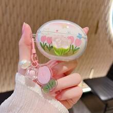 3D Tulip Silicone Protective Case For Huawei Freebuds 5i/6i/7i/SE4, Freebuds SE2/SE3/SE4, Freebuds Pro3/Pro4 Wireless Bluetooth Earphones, Transparent Shockproof Earphone Cover Pendant - Tulip - View 6