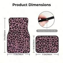 4 Peças de Tapetes de Chão para Carro com Estampa de Leopardo Rosa, Duráveis, Decoração de Interior de Carro Estilosa, Adequado para Todos os Interiores de Carros. - Multicolorido - Visão 6