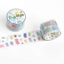 1 Roll Of Die-Cut PET Tape, Korean Style Hand-Painted Scrapbooking DIY Decor, Colorful Confetti Series, Suitable For Gifts, Office, Home, Marking, Labeling, Classroom, Entertainment Toys, Student Planner Creative Retro Decoration Stickers - Multicolor - View 15