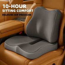 Orthopedic Seat Cushion, Memory Foam Ergonomic Seat Cushion For Office Chair, Car, Desk, Gaming, Pressure Relief For Sciatica, Tailbone, Hip, Back Pain - 黑色 - 查看 1
