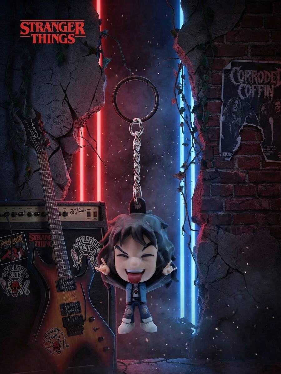 1个Netflix官方授权《怪奇物语》3D立体人偶钥匙扣,动漫风格桌面摆件,粉丝情人节礼物 - 多色2 - 查看 1
