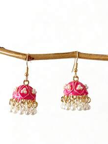 Exquisite Faux Pearl Inlaid Dangle Earrings,Bohemian Style Beads Tassel Jhumka Earrings Suitable For Women's Daily Wear,Wedding,Festival,Party,Date,Jewelry Gift - Ear Hook Style - View 6