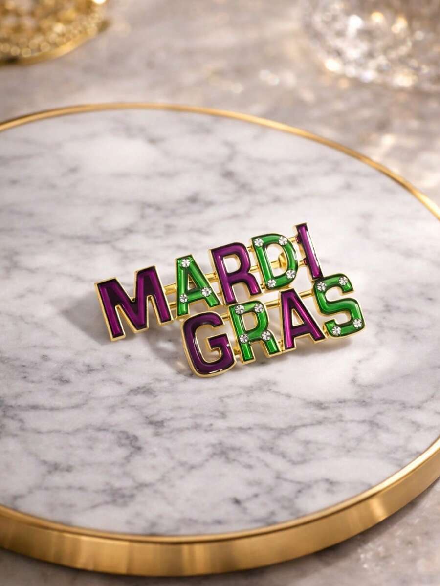 New European And American Style English Letter Alloy Brooch, Minimalist Personalized Letter Brooch, Casual Zinc Alloy Brooch, Suitable For All Year Round, Essential Gift - Purple - View 1