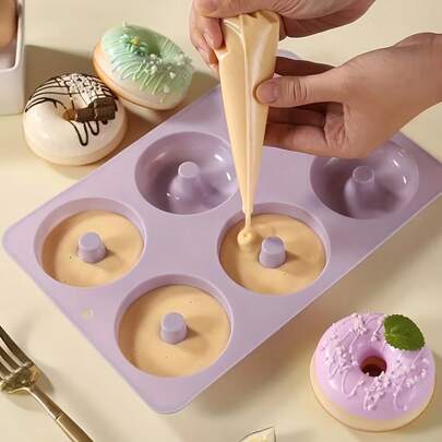 Khuôn silicon làm bánh donut, thích hợp sử dụng trong lò vi sóng và tủ lạnh, lý tưởng cho nhà bếp, bàn ăn, ngày Valentine, ngày của Mẹ, lễ đính hôn, đám cưới, dụng cụ làm bánh thiết yếu.