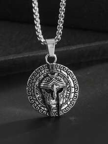 1件新款时尚复古创意斯巴达头盔吊坠项链，精致复古希腊神话风格饰品，男士时尚配饰礼品 - 時尚 - 查看 2