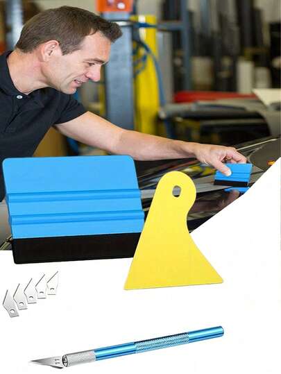 Bộ dán phim cách nhiệt chuyên nghiệp 8 miếng/bộ, bộ dán vinyl chống tĩnh điện, dụng cụ tiện dụng giúp lắp đặt dễ dàng, không nổi bọt khí.