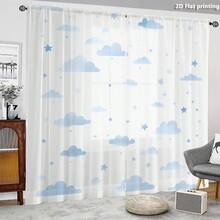 Bộ 2 rèm voan in phẳng 2D, với họa tiết mây và sao màu xanh nhạt mộng mơ, bán trong suốt và độc đáo, phù hợp cho phòng khách, phòng ngủ và phòng chơi. - Nhiều màu - 2 chiếc - Xem 8