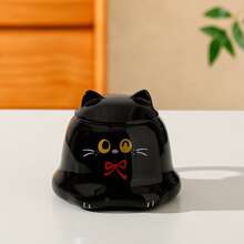 1个400毫升创意简约陶瓷下午茶杯，可爱卡通猫咪图案，带盖，可用洗碗机和微波炉加热，可定制生日礼物 - 彩色 - 查看 10