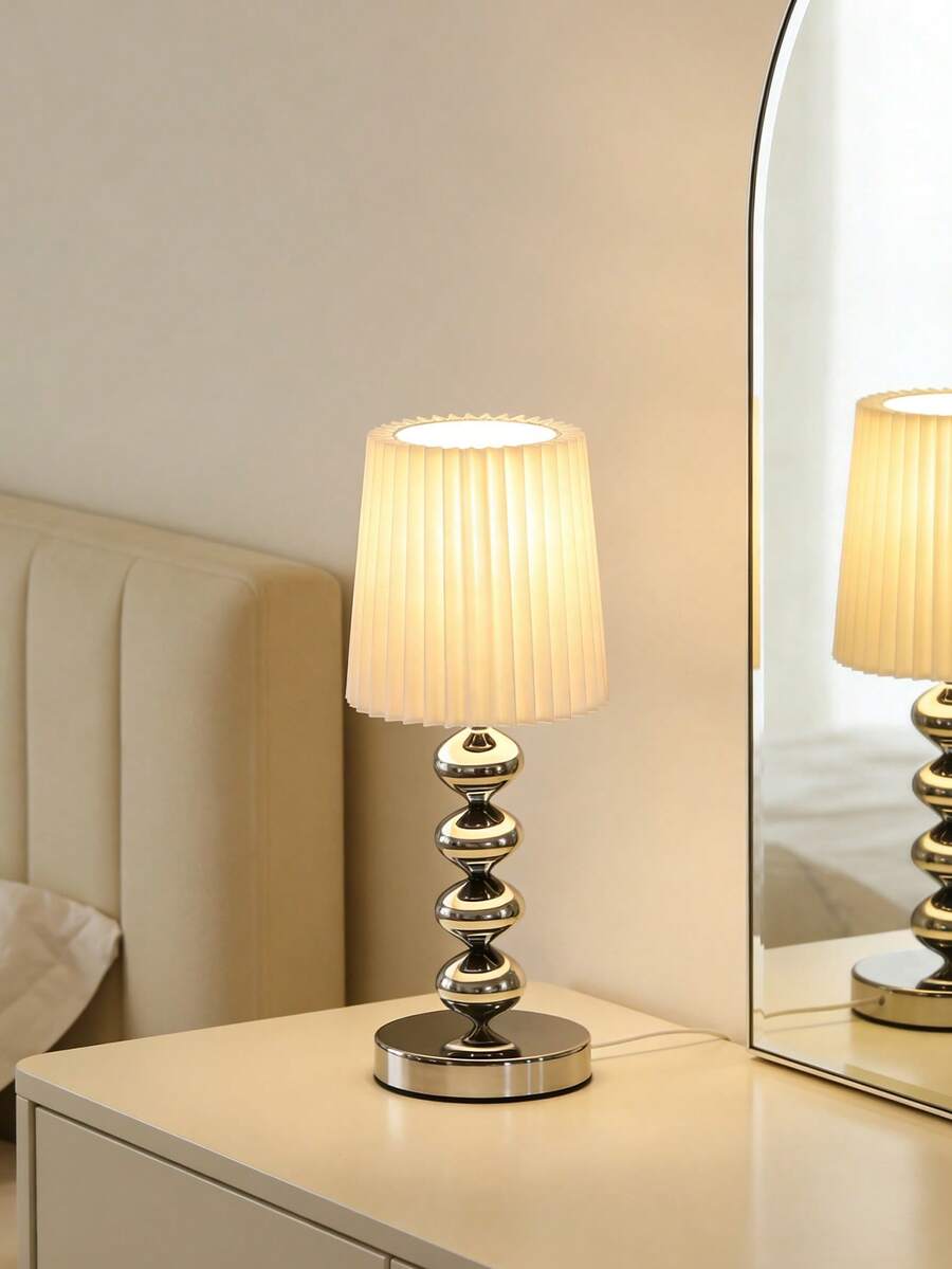 1pc USB Powered Silver Desk Lamp, Modern Retro Creative Minimalist Decor Lamp, Suitable For Bedroom Bedside, Room Desk - Silver - View 1