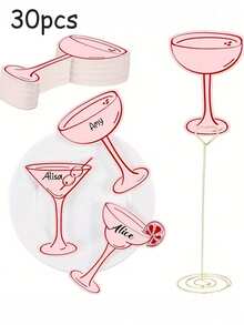 50张/10张粉色鸡尾酒主题席位卡 - 3种鸡尾酒主题，适用于婚礼座位安排、新娘送礼会、情人节装饰、周年纪念晚宴和公司活动 - 彩色 - 查看 11