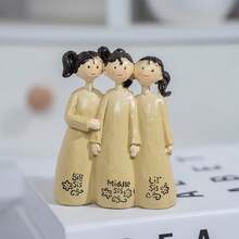 1pc Handpainted Beige Dress 3 Sisters Sculpture, Designed With 3 Embracing Figures In Small, Medium And Large Sizes, Suitable As Desktop Decor, Commemorative Piece, Gift For Sisters, Birthday, And Creating A Warm Home Atmosphere - Three Sisters - View 1
