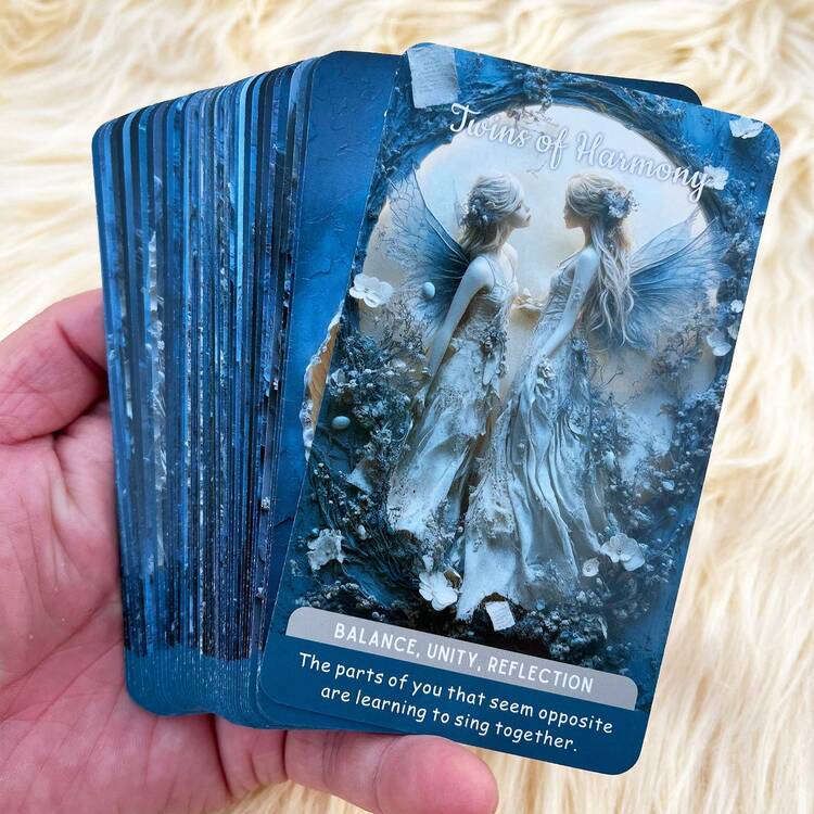 Baraja de Cartas del Oráculo del Bosque a la Luz de la Luna, Diseño en Relieve Azul, Reflexión Diaria, Autoexploración, Juegos de Cartas, Cartas de Tarot - Multicolor - Añade 3