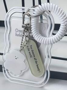 3pcs 2D Transparent Card Holders, Bus Card Holders, Gradient Wave Photo Card Holders, Cute Campus Card Holders - Comes With Adorable Charms & Bracelet - Perfect Holiday Gift - Multicolor - View 2