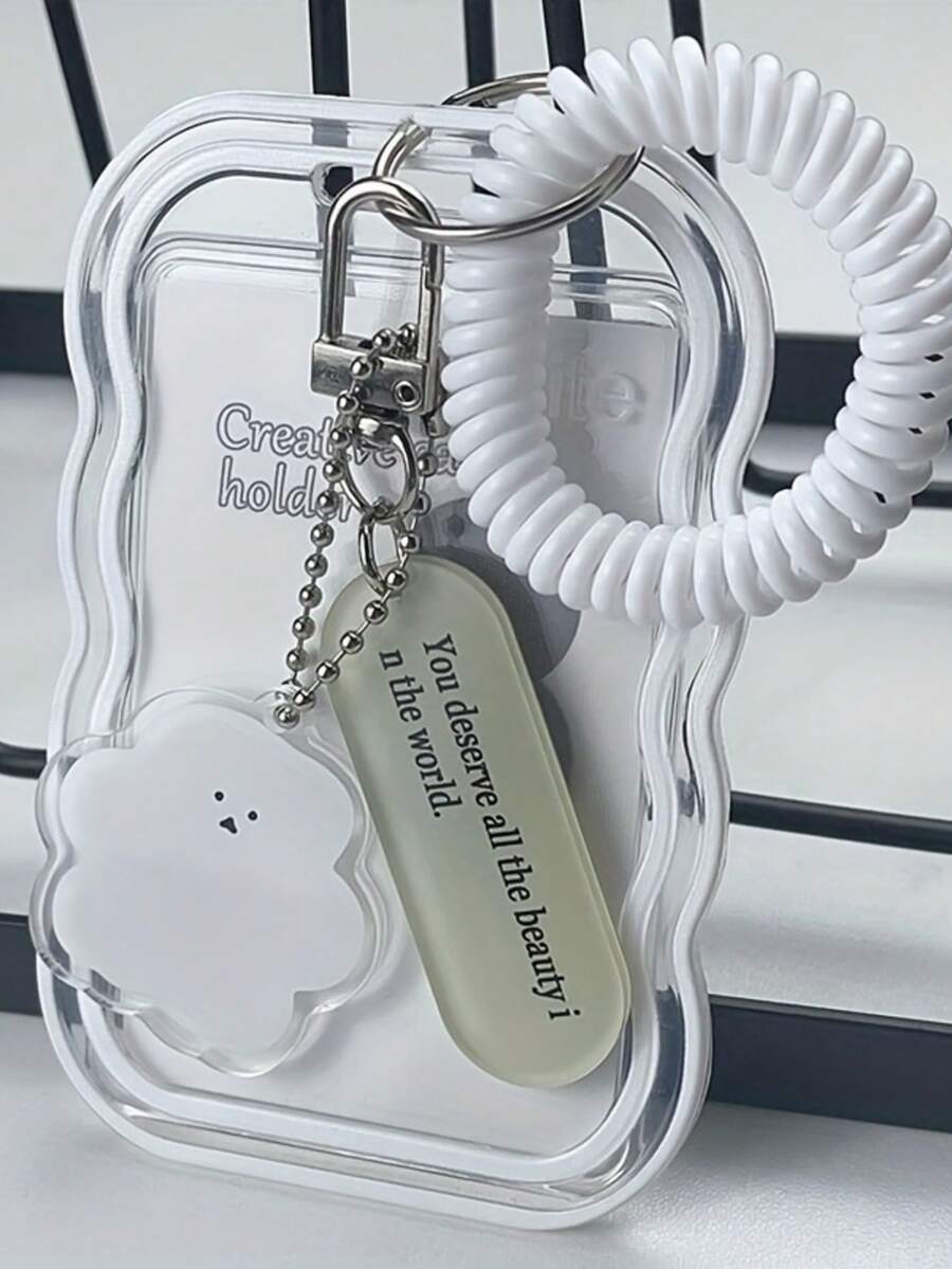 3pcs 2D Transparent Card Holders, Bus Card Holders, Gradient Wave Photo Card Holders, Cute Campus Card Holders - Comes With Adorable Charms & Bracelet - Perfect Holiday Gift