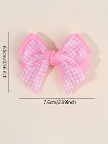 2个/套 女孩粉色蝴蝶结发夹，可爱粉色格子鳄鱼夹，柔软缎面蝴蝶结发夹，甜美优雅休闲发饰，女孩和婴儿生日礼物 - 粉色 - 查看 8