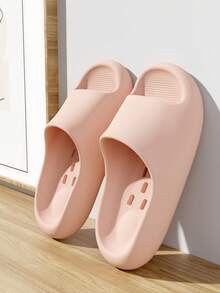Women's Waterproof Bathroom Slippers, Summer Breathable EVA Lightweight Thick Sole Minimalist Versatile Couple Flat Sandals - Pink - View 4