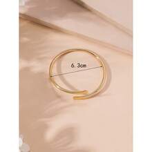 1pc Simple Circle & Flat Opening Design Personalized Fashionable Luxurious Bracelet For Women - 金色 - 查看 3
