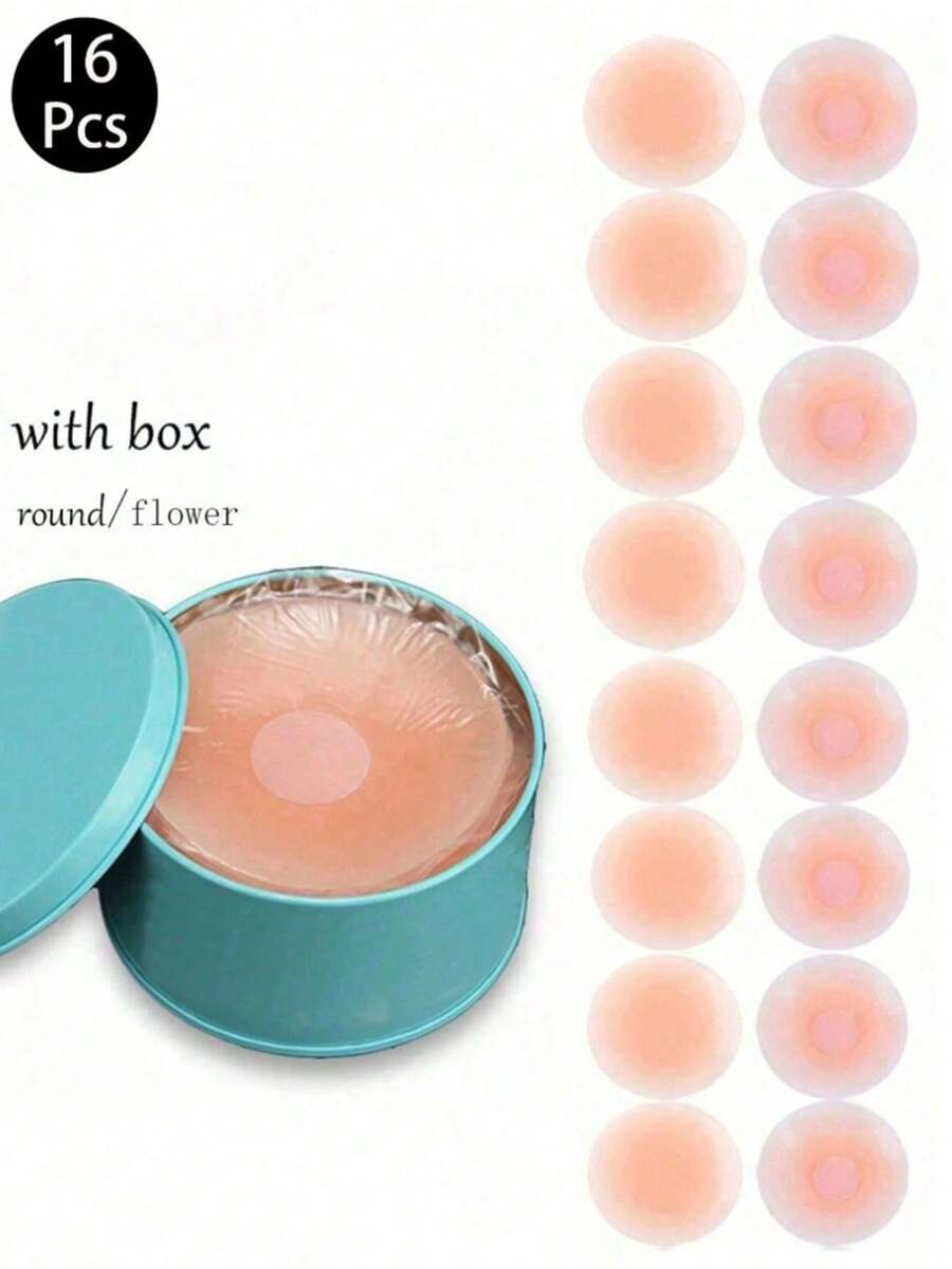 2/8/16 Pairs Reusable Nipple Covers For Women, Silicone Invisible Breast Petals With Travel Case - Pink - View 1