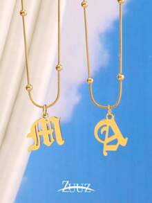 1 chiếc dây chuyền mặt chữ bằng thép không gỉ thời trang dành cho nữ, mặt dây chuyền chữ cái in hoa kiểu Gothic, quà tặng trang sức. - vòng cổ - Xem 1