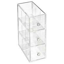 mDesign - Estación de almacenamiento de plástico para despensa armario organizador de encimera con 3 cajones para café té paquetes de azúcar edulcorantes cremas cápsulas de bebidas paquetes 3 secciones cada uno transparente - Transparente - Ver 7