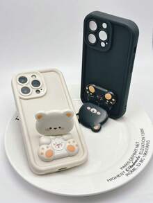 1个可爱白色手机壳，带小熊支架，兼容三星Galaxy - 白色 - 查看 5