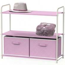 Simple Houseware - clóset de almacenamiento de 3 niveles con 2 cajones color rosa - Rosa - Ver 8