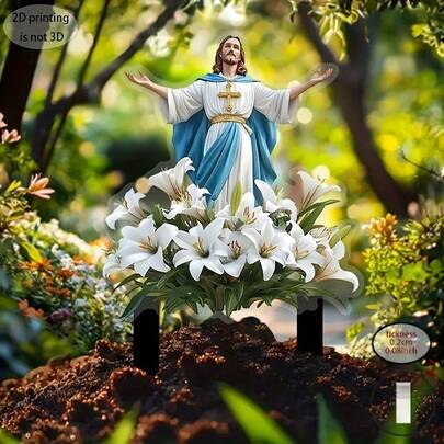 2D Acrylic Art Garden Stakes, Suitable For Outdoor Decor, Holiday Gifts, Home Decor, 2D Flat Design, No Electricity Required