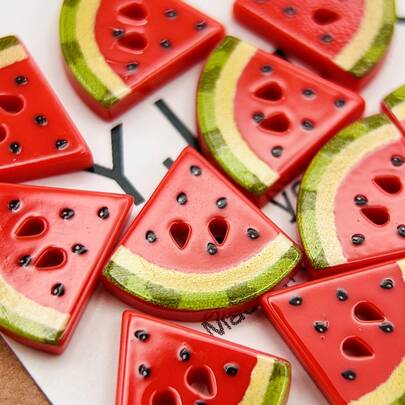10pcs Cute Watermelon Cartoon Resin Buttons For Children's Sweaters DIY Buttons For Shirts Knitted Sweaters Irregular Decorative Buttons