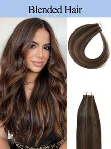 20 Inch, 60g/Pack High Gloss Straight Invisible Skin Weft Hair Extensions, Easy To Apply And Style - S4/30 - View 2