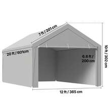 Garages, Abris, & Carports - 12 x 20 Fuß, grau, Dach- + Seitenplane - Voir 10