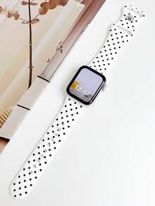1條極簡可愛黑白圓點圖案矽膠錶帶，適用於 38mm 40mm 41mm 42mm 44mm 45mm 49mm (S10 42)mm (S10 46)mm，時尚柔軟矽膠運動錶帶，適用於 Ultra 2 S10 SE 9 8 7 SE 6 5 4 3 2 1，適合日常佩戴 - 彩色 - 查看 3