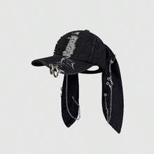1pc Women's New Y2K Apocalyptic Bunny Ear Distressed Baseball Cap, Unique Street Hip Hop Snapback Hat - Bunny Hat - View 6