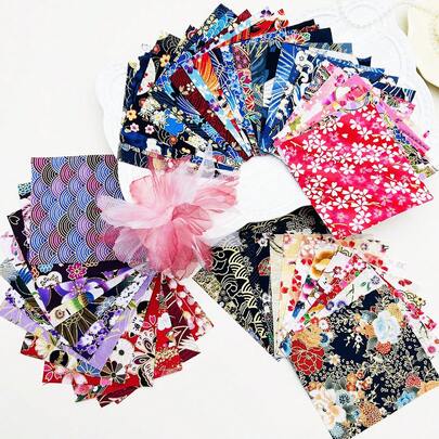 10*10（3.94*3.94英寸）什锦颜色和图案手工拼布面料，日式缝纫布套装