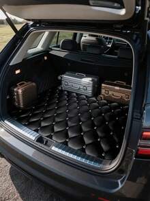 1pc Black Diamond Pattern Trunk Mat, Polyester Carpet Lining, Practical For Daily Commute, Loading And Cargo Securing, Car Trunk Mat, Interior Decoration Accessory - Multicolor - View 6