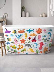 2 Blätter (bestehend aus 25 Stück) bunte tropische Fisch Badewannen Aufkleber, bunte Unterwasser-Themen Aufkleber, rutschfeste Vinyl Aufkleber für Badewannen & Duschen wasserdicht, selbstklebend, abnehmbar Meereslebens Dekorationen für ein spaßiges Badezimmer - ZST88 - Übersicht 3