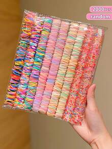 Random 999/2000/3000/5000pcs Multicolor Rainbow Hair Ties, Suitable For Children's Daily Use/Hairstyle Styling/Braiding - Multicolor - View 9