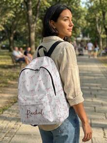 Mochila con bolsillo bordado personalizado, mochila universitaria personalizada, mochila de viaje, mochila escolar, bolso para portátil, mochila personalizada, casual y de moda - Multicolor - Ver 3
