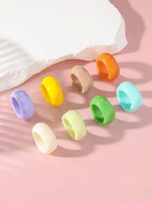 Creative Colorful Acrylic Rings, Minimalist Round Resin Rings, Design - Colorful Acrylic Rings - View 4