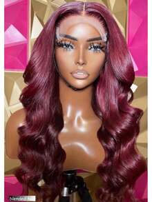 Bob Wig Human Blended Hair 13x4 Frontal Lace Wig 10-36 Inch Body Wave 180% Density HD Transparent Lace Front Wigs Human Blended Hair Pre Plucked Bob Wigs For Women 99J Burgundy - S99J/BUG - View 4